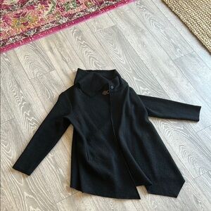 Stylish Black Wool Wrap Coat